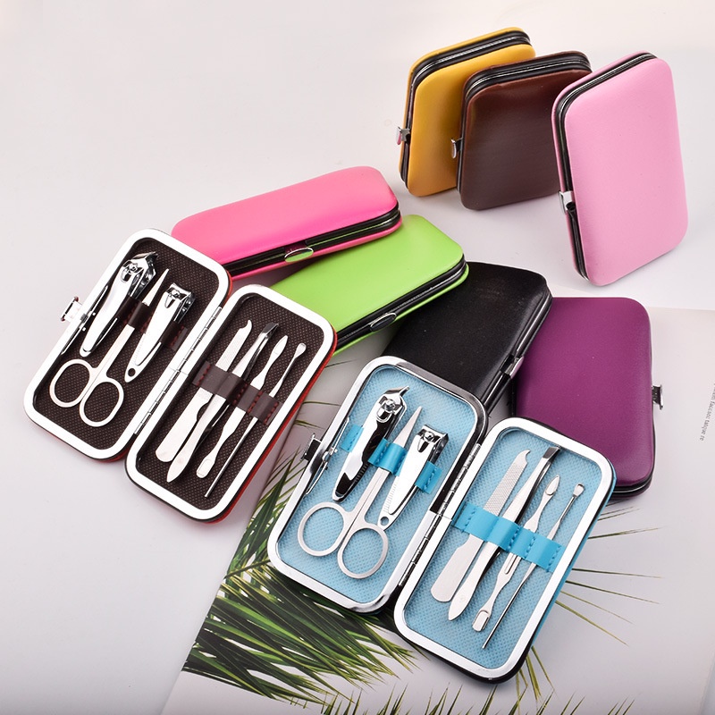 MMM Gunting Kuku Nail Art Set Dompet Manicure Set 7 in 1 Menicure Pedicure Set Gunting Kuku Stainless