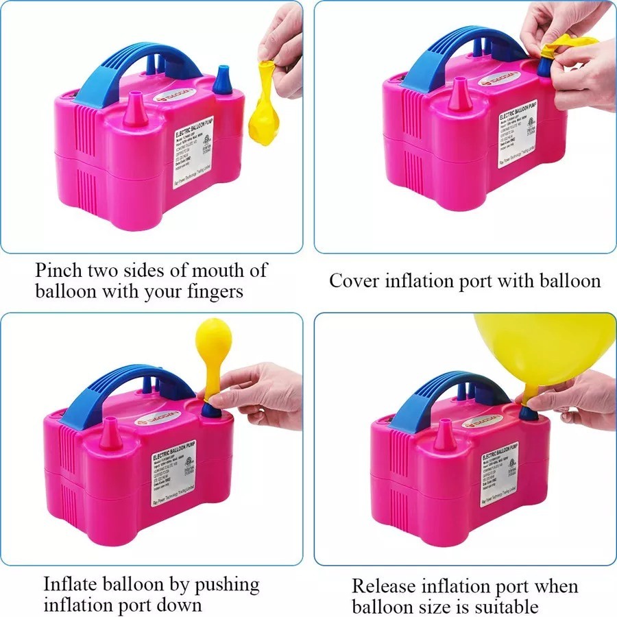 MM Pompa Balon Elektrik Listrik 2 IN 1 Electric Balloon Pump Pompa Angin 2 Lubang Vacum And Blow Ban Renang Import