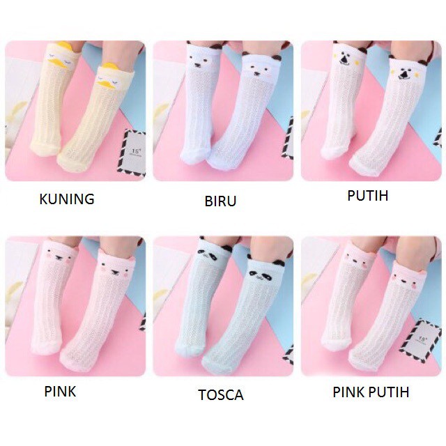 MMM  Kaos Kaki Bayi Panjang Karakter Hewan 6474 Kaos Kaki Anak Perempuan Laki Laki Motif Animal Lucu Bahan Jaring Baby Socks Kids Cute Unik Anti Slip Murah Import