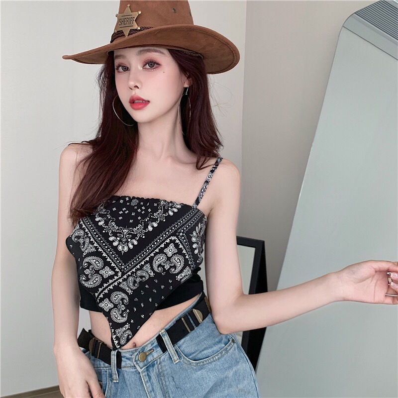 MMM LALISA Tank Top Bra 6469 Korea Style PERMIUM Tanktop Slayer Bohemian Scraf Summer Bra Vest Wanita Tengtop Corak Thailand Impor Murah