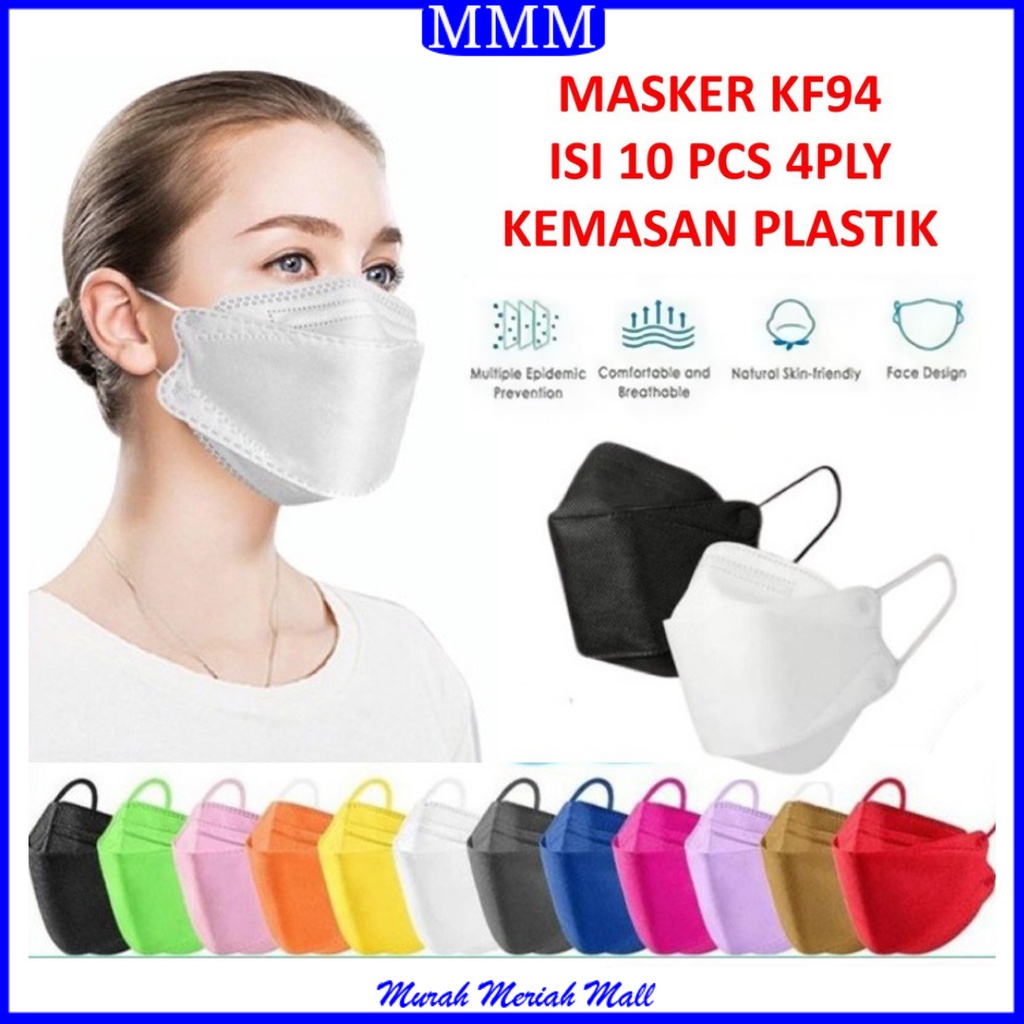 MMM Masker KF94 Kemasan Plastik 4 Ply Isi 10 Pcs Protective Mask Kesehatan 4Ply Masker Medis