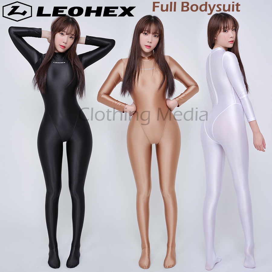 LEOHEX Bodysuit Full Glossy Premium Silky Elastis Lengan Panjang Zentai Halus