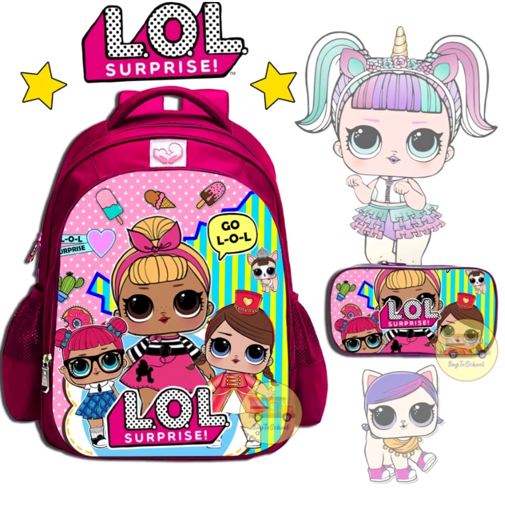 Tas ransel anak karakter anak Perempuan Lol -Tas ransel anak sekolah usia Paud TK - SD - Tas ransel anak nyaman dipake material Kanvas nilon D300 - Bisa Bayar Ditempat