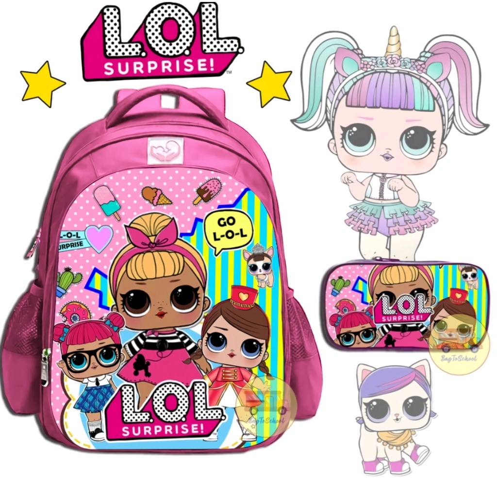 Tas ransel anak karakter anak Perempuan Lol -Tas ransel anak sekolah usia Paud TK - SD - Tas ransel anak nyaman dipake material Kanvas nilon D300 - Bisa Bayar Ditempat
