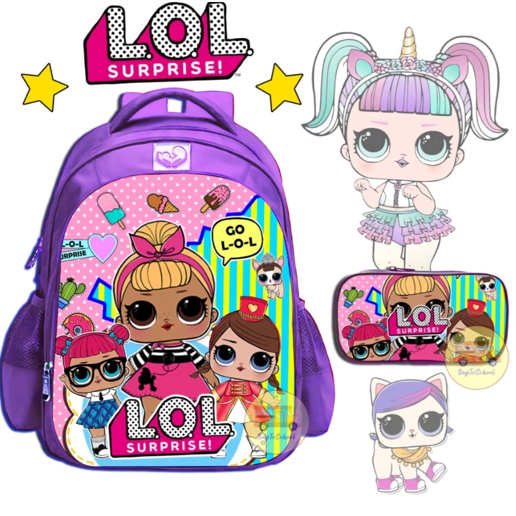 Tas ransel anak karakter anak Perempuan Lol -Tas ransel anak sekolah usia Paud TK - SD - Tas ransel anak nyaman dipake material Kanvas nilon D300 - Bisa Bayar Ditempat
