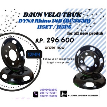TOPI VELG TRUK DYNA RHINO 14B RING 16 LUBANG 5 TEBAL 12MM