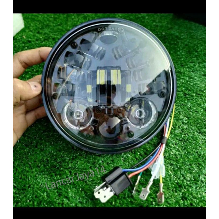 Daymaker 7 Inch 19 Led Import Dus Hitam Polos Ninja Tiger Scorpio Megapro