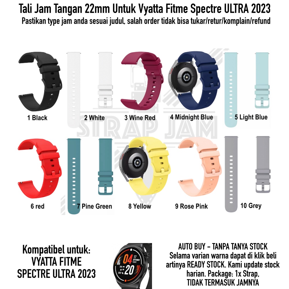 PWK Tali Jam Vyatta Fitme Spectre Ultra 2023 - Strap 22mm Silikon Rubber Nyaman