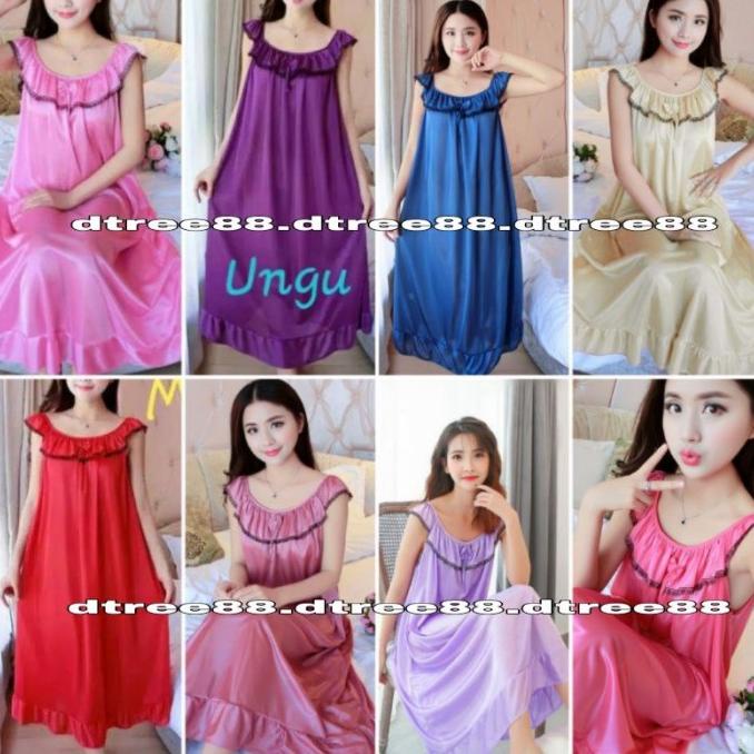 terlaris dtree . dress jumbo satin ice silk / baju tidur import satin |gat