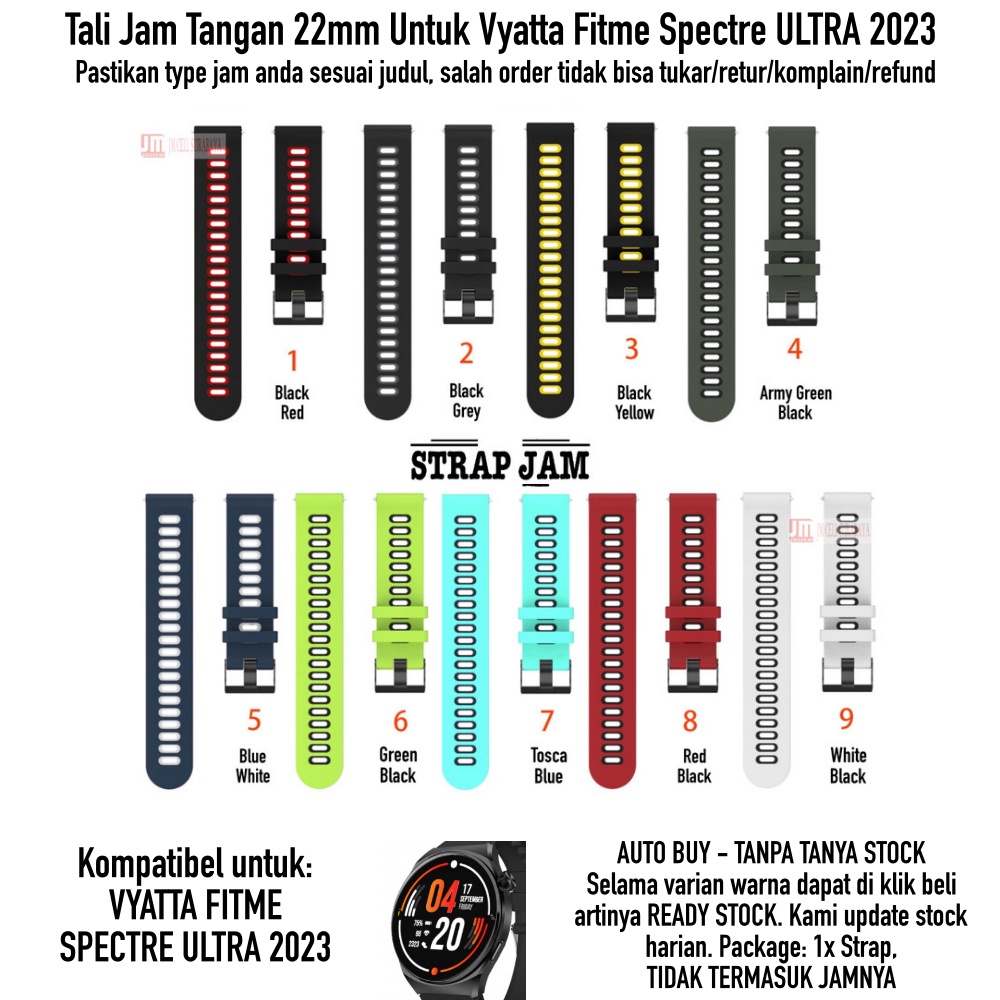 Tali Jam Vyatta Fitme Spectre Ultra 2023 - Strap 22mm Silikon Dual Tone