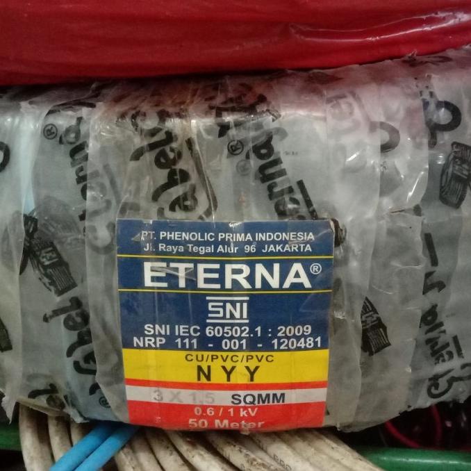 Kabel Eterna 3X1.5mm Kawat Tunggal NYY HITAM per Meter pcmelektrob9090 Segera Dapatkan