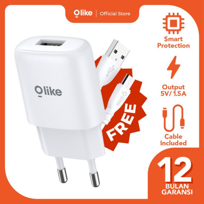 Olike C104 USB Adapter Kepala Charger 1.5A + Micro USB Cable Olike C104 Wall Charger 1.5A Power Adapter Quick Charging