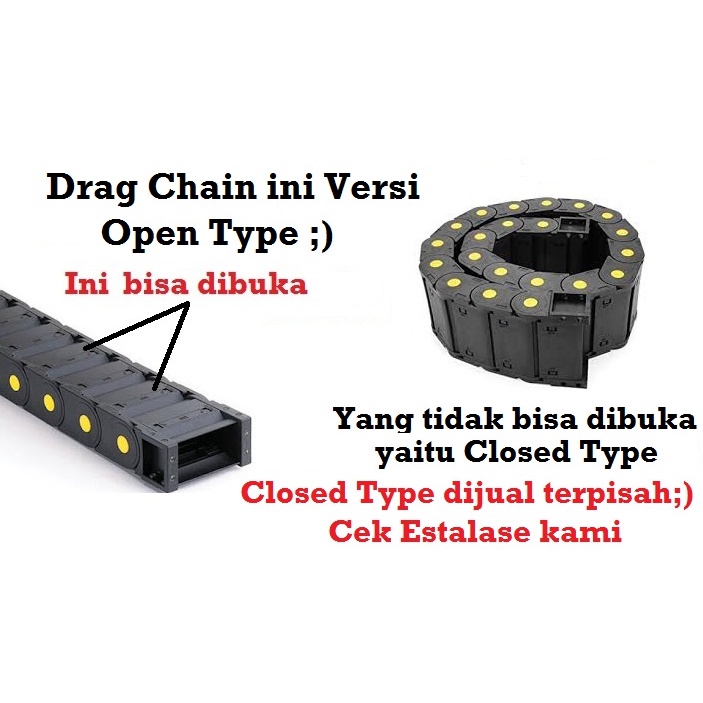 [HAEBOT] Kabel Cable Drag Chain Wire Carrier 45x75 mm Enclosed Open Type CNC Plastic Industri Mekanik Towline Mesin Pembawa Rantai Kabel 45 x 75 mm