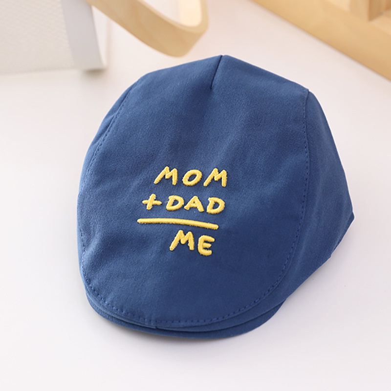 NEW Topi baret bayi motif mom + dad and me lima warna kualitas premium
