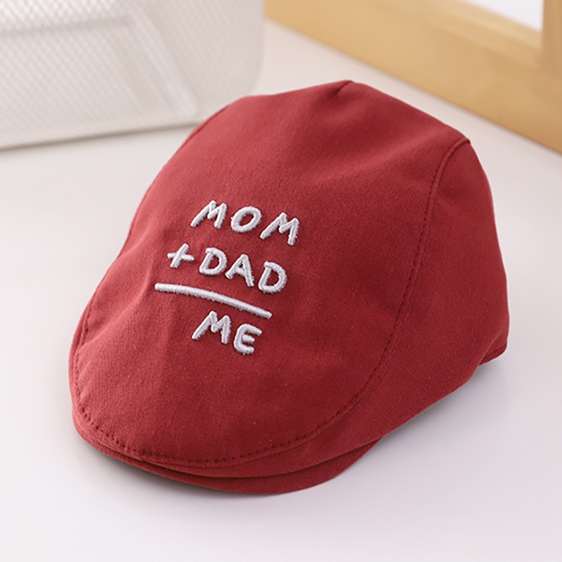 NEW Topi baret bayi motif mom + dad and me lima warna kualitas premium