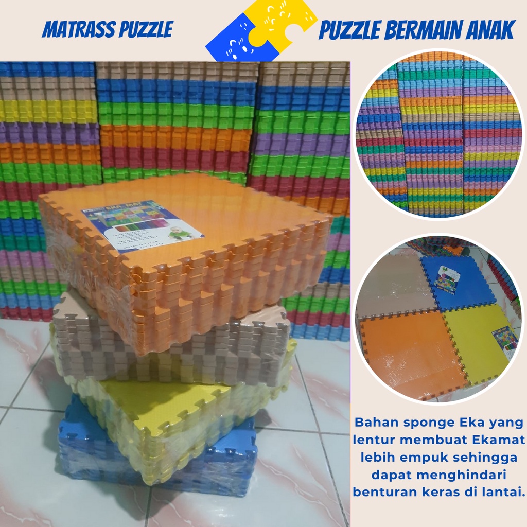 Matras Puzzle Karpet lantai Karpet Puzzle 30x30x1cm Alas Bermain Anak 1 warna - Biru