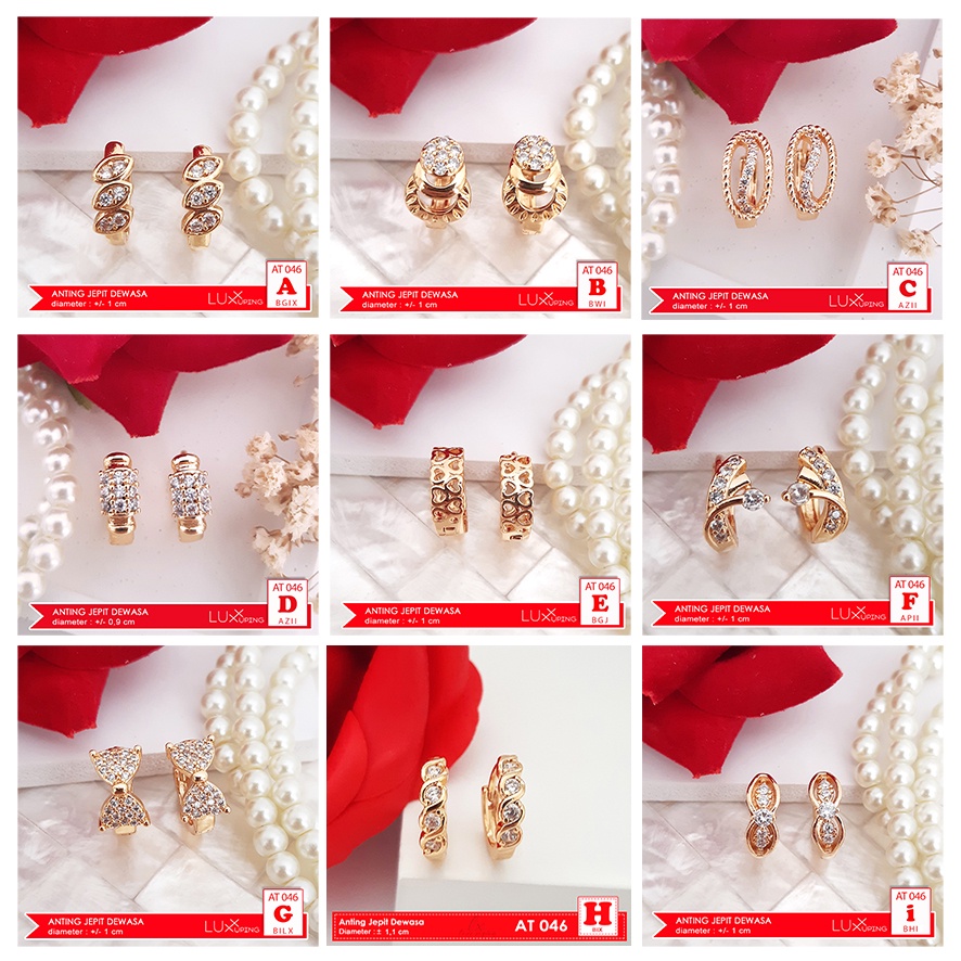 AT 046 Anting Klip Wanita Dewasa Permata Zirkon Aksesoris Anting Xuping Meilyn Luxx Xuping