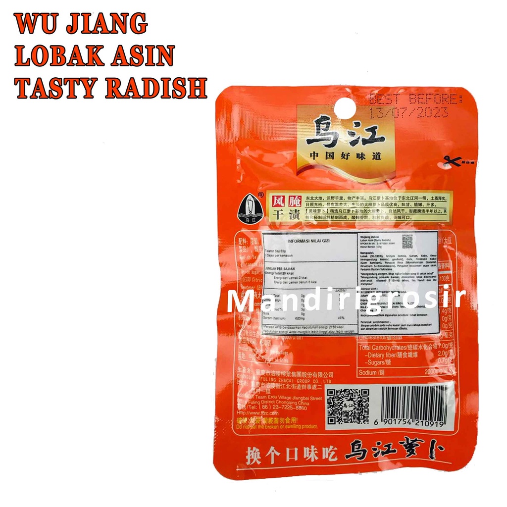 Lobak Asin* Wu Jiang* Tasty Radish* Lobak Acar* 60g