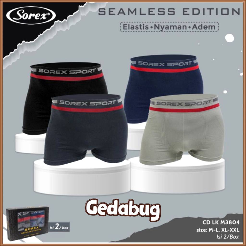 2 Pcs - CD Boxer Sorex M3804 / M 3804 | Celana dalam Pria dewasa Seamles Edition | Gedabug