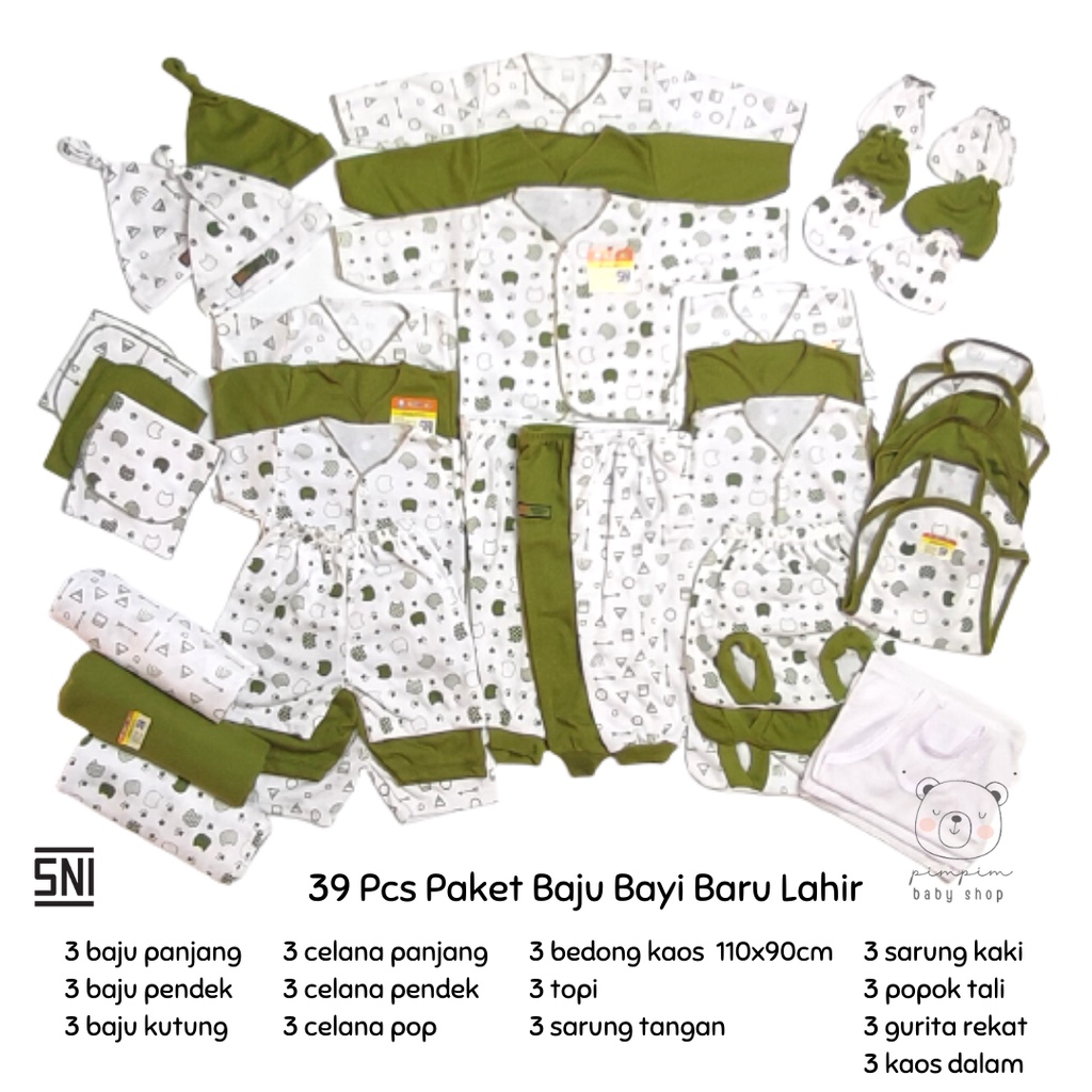 39 Pcs Paket Perlengkapan Lahiran Set Baju Bayi Baru Lahir Hemat Murah + Bedong