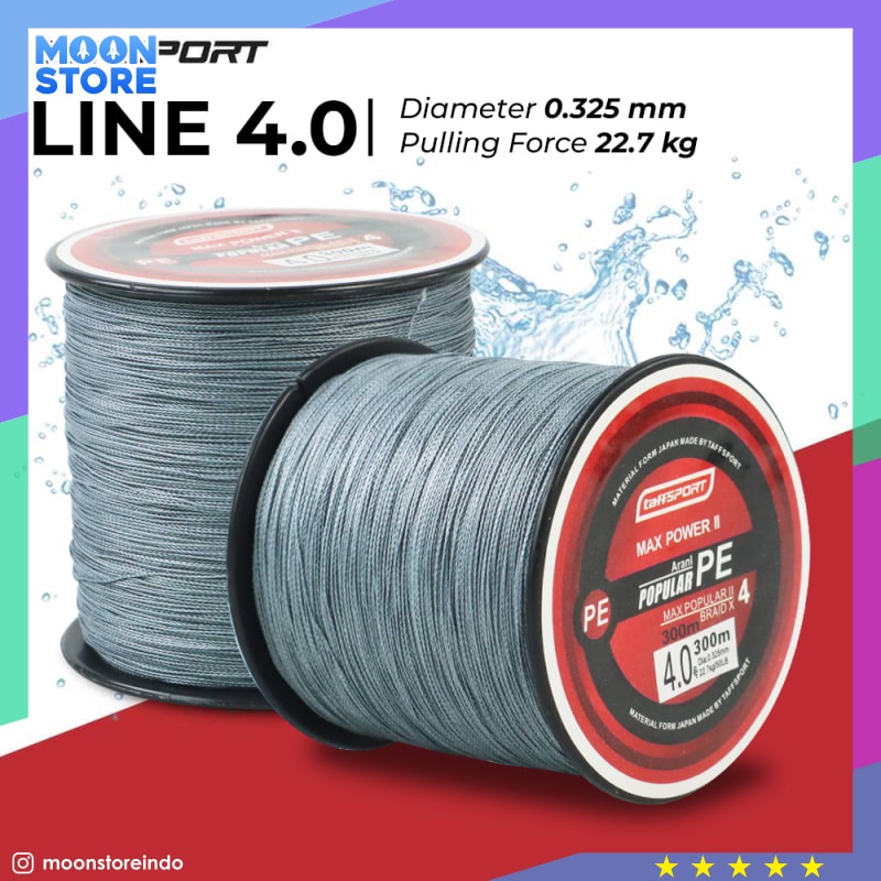 Taffsport Senar Tali Benang Pancing Pe Braided Thick Line 300m Line Number 4.0 Bltp Gray