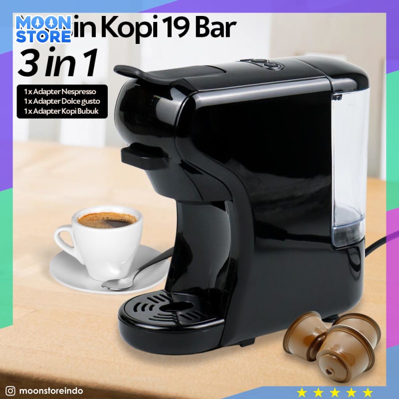 Hibrew Mesin Kopi Kapsul 3 In 1 For Nespresso Dolce Gusto St 504 Black