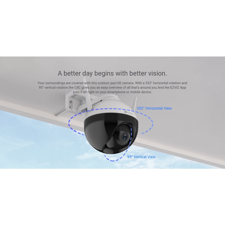 Ezviz C8C Outdoor Pan Tilt Smart CCTV Wifi IP Camera Color Night Vision H.265