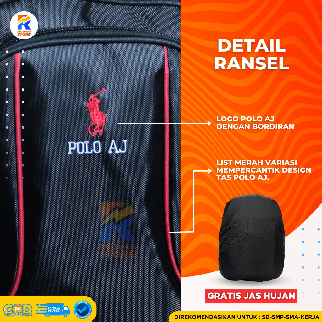 Tas Ransel Polo AJ / Tas Ransel Polo Sekolah TK-SD / Tas Ransel Polo Unisex