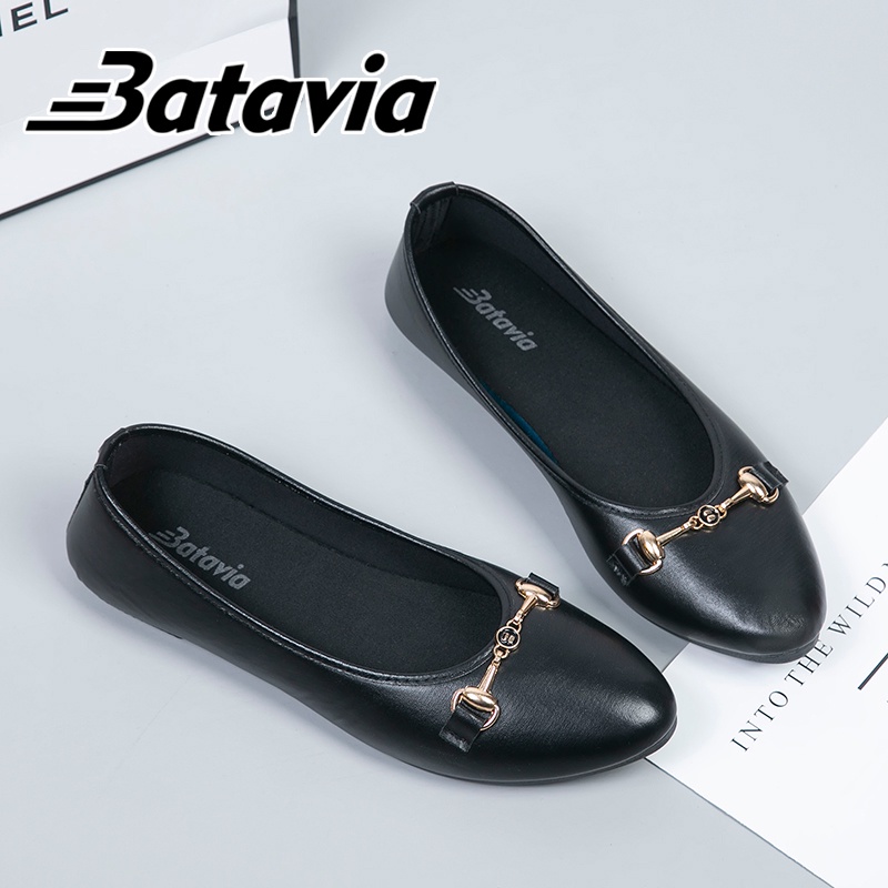 （COD）Batavia Sepatu flat wanita murah fashion impor terbaru sepatu balet hitam/sepatu wanita kerja/sepatu flat wanita kasual F12