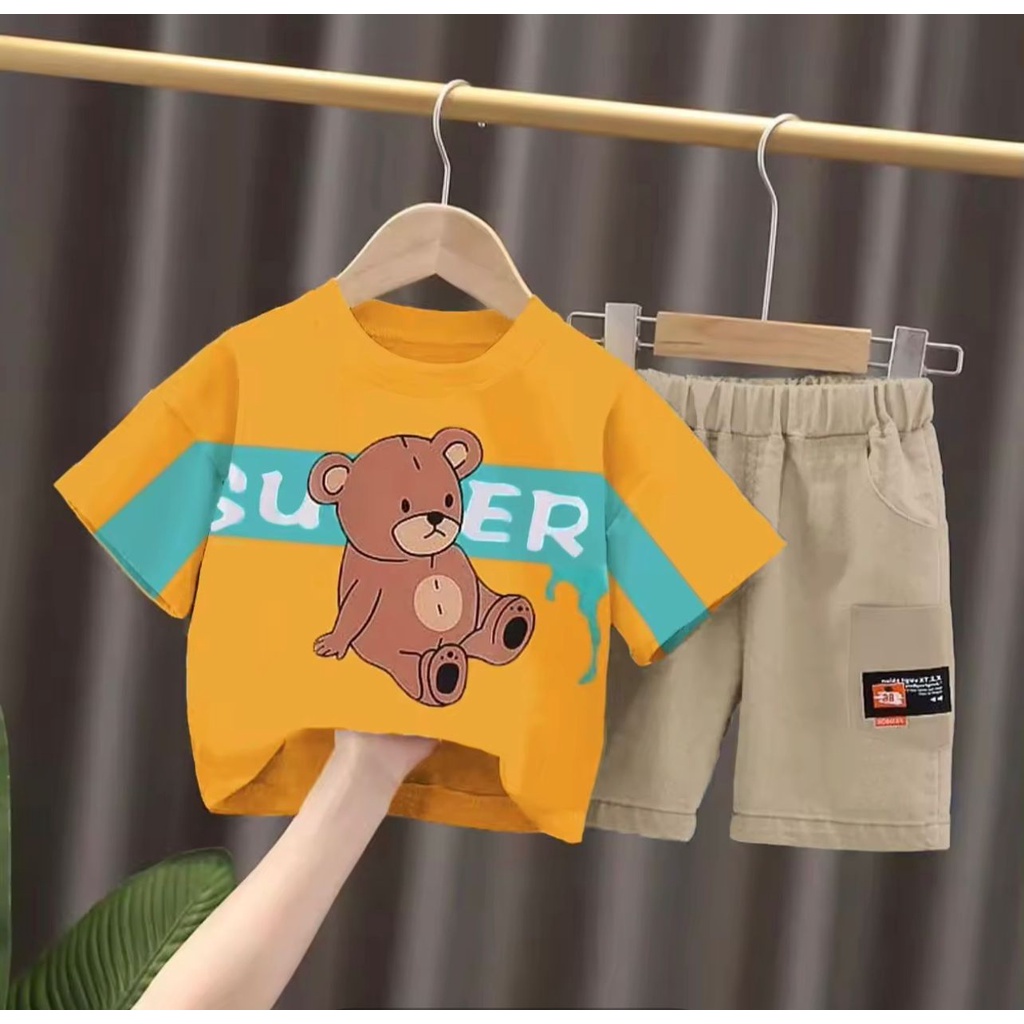 PROMO-SETELAN ANAK BAJU ANAK 1-5 TAHUN MOTIF SUPER BEAR SETELAN ANAK LAKI LAKI PAKAIAN ANAK LAKI LAKI