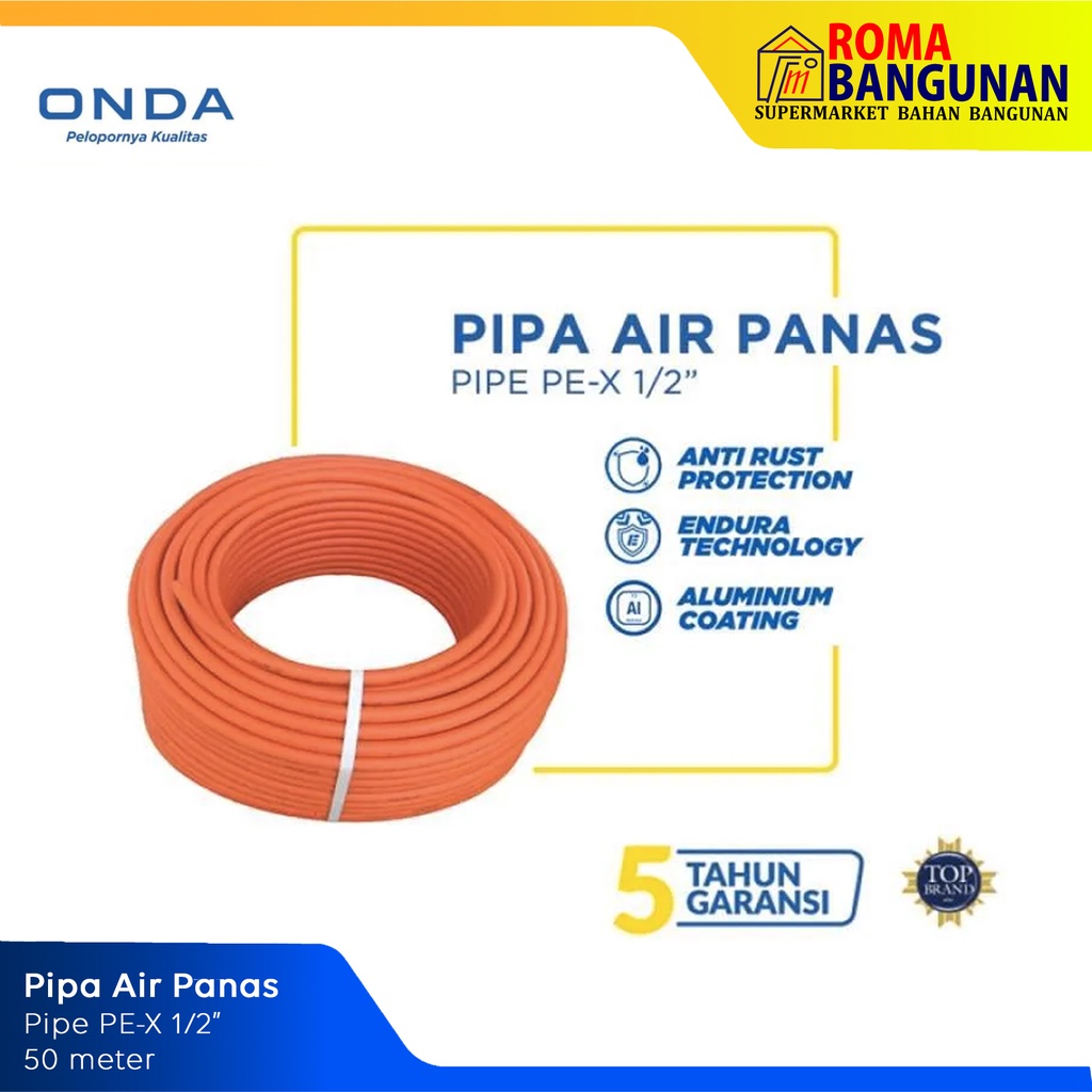 Onda Pipa Ripeng Pipa Air Panas 1/2&quot; Selang Fleksibel Air Panas Pex 50 meter 50m