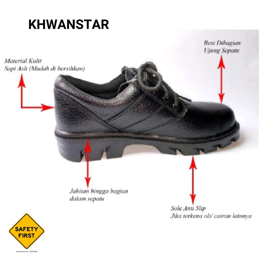 Khwanstar Sepatu Safety Pria Ujung Besi Kerja Proyek Kulit Asli Sepatu Septy Septi Sefty Shoes Sefti Terbaru