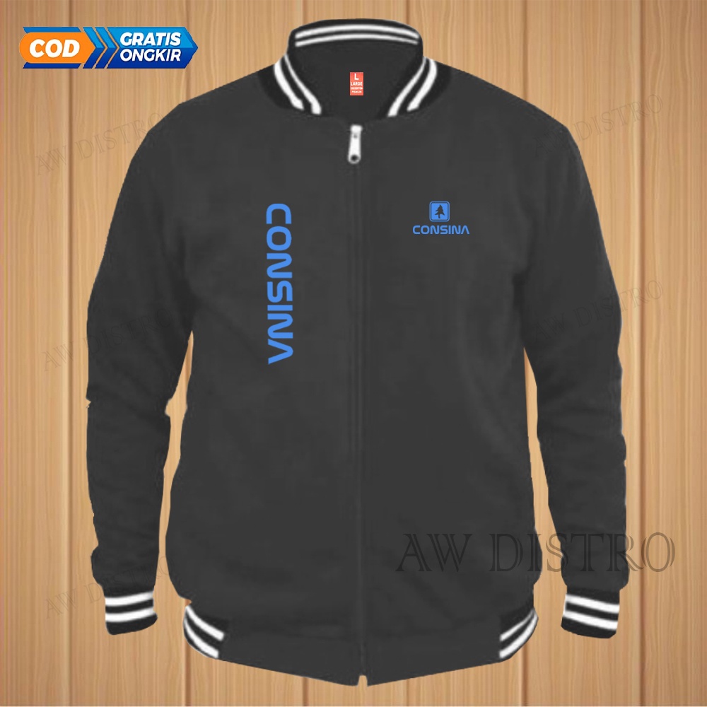 COD Jaket Baseball Varsity Distro Con Kirka Text Sky Blue Premium Quality