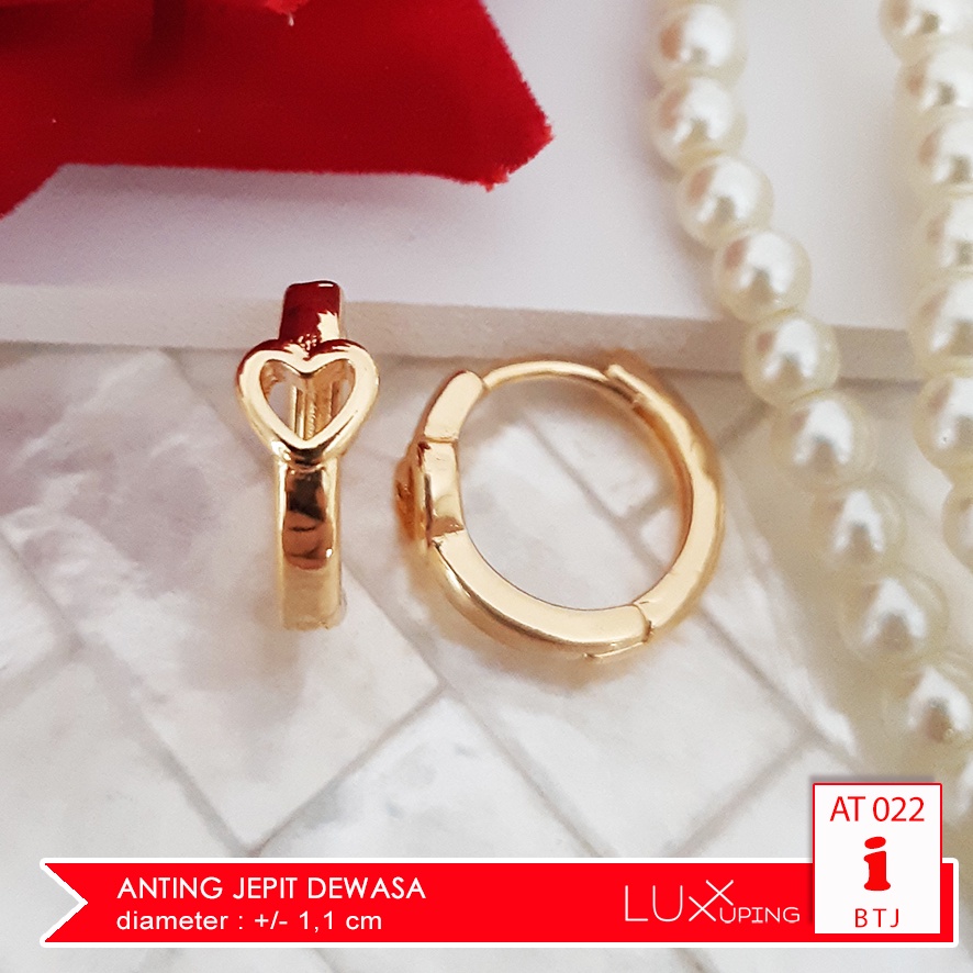 AT 022 Anting Cetik Wanita Permata Sirkon Jernih Perhiasan Imitasi Lapis Emas Giwang Bundar Bulat Model Bintang Pita Luxx Xuping