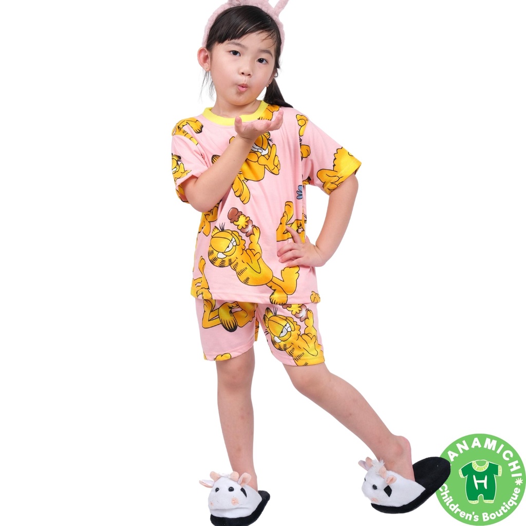 Hanamichi CHAE.ST Setelan Anak Lengan Pendek Motif Kartun