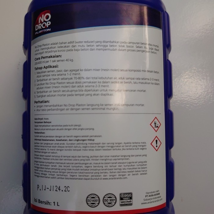 No Drop Plaston / Additive Beton / Obat Cor Anti Bocor 1 Liter