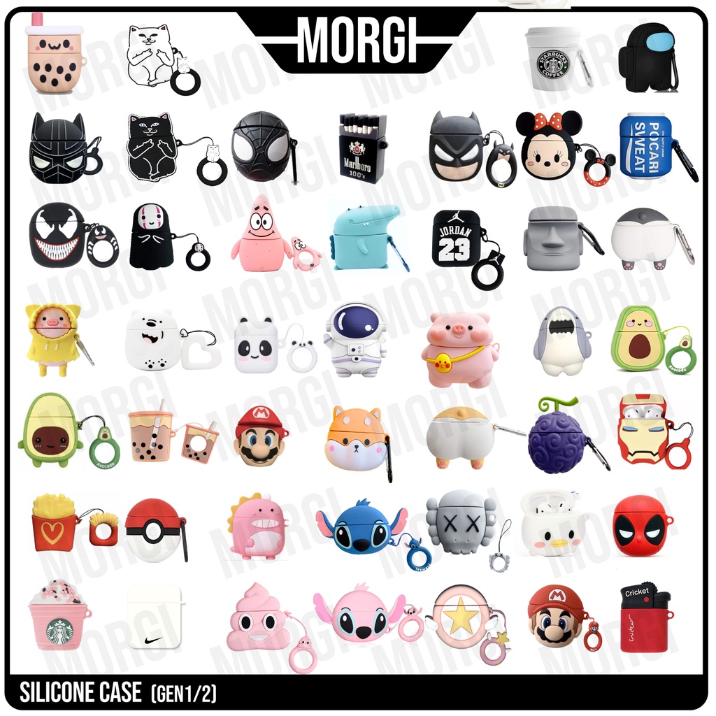 Case Airpods 2 3D Minnie Stitch Toothless Gen 1 Inpods 12 Lucu Boba WBB Unicorn i12 Mario Dog Polos