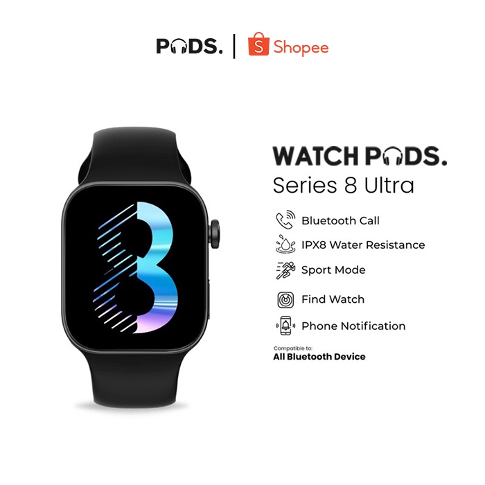 [✅NEW ARRIVAL] WatchPods Series 8 Ultra Smartwatch Bluetooth by Pods Indonesia