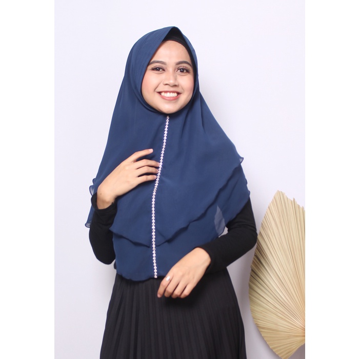 KHIMAR CERUTY 2 LAYER FULL &amp; HALF SWAROVSKY / HIJAB SYARI 2 LAYER / KERUDUNG CERUTY 2 LAYER / HIJAB KHIMAR Babydoll Premium DELLA Swarovsky
