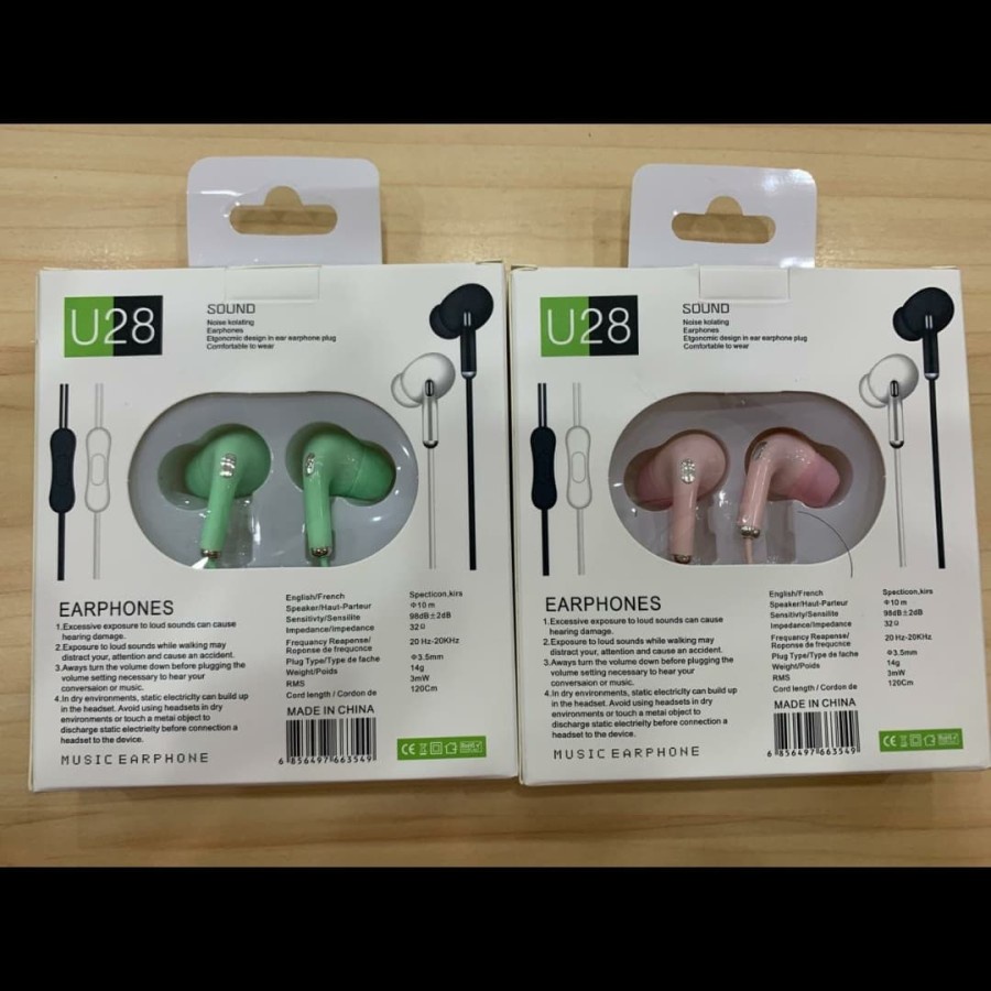 headset inpods macaron u28 kabel stereo earphone/handsfree