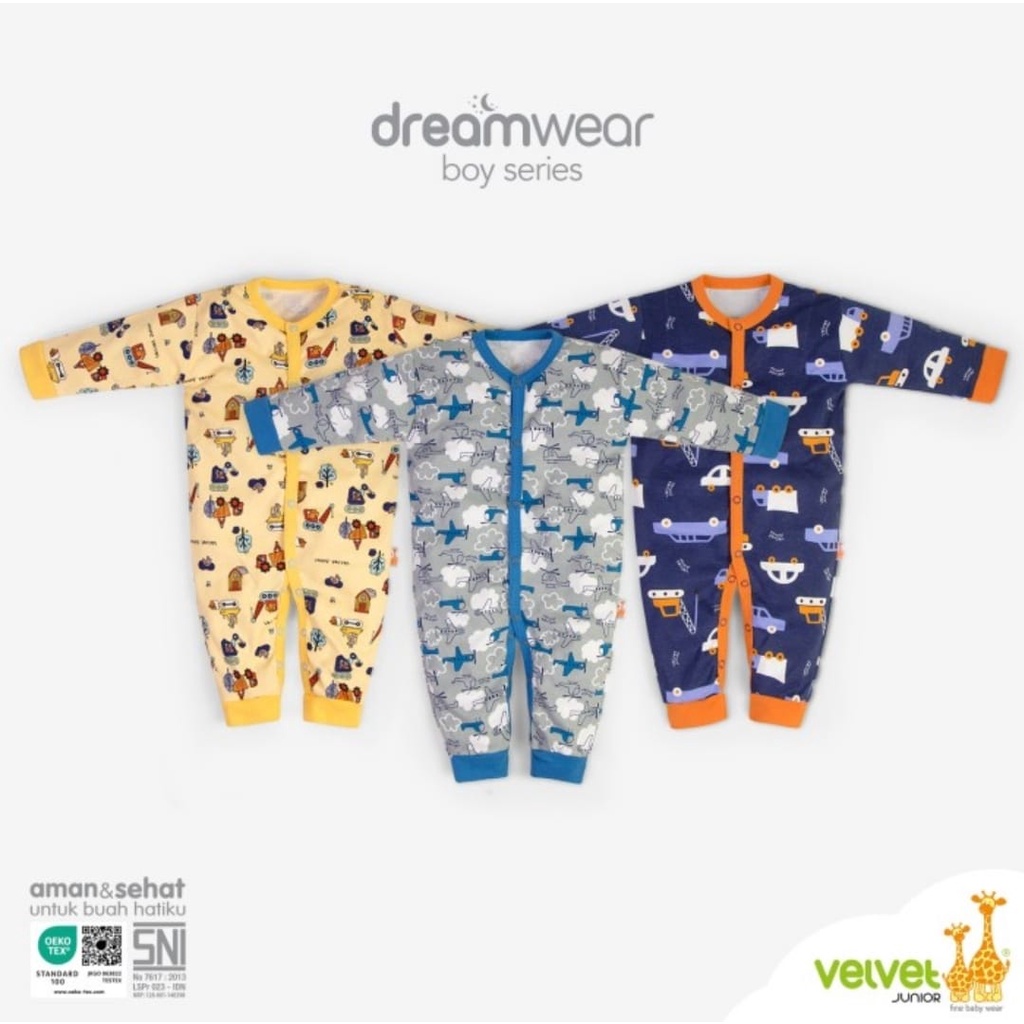 Velvet Dreamwear Jumper Boy Series - Blue Sky Series Open Feet Per 3 Pcs