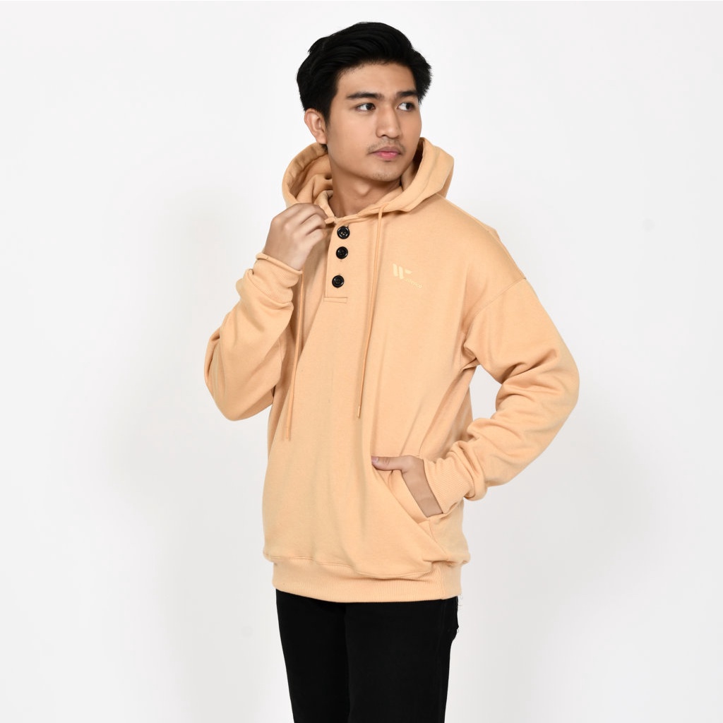 Hoodie - Sweater Pria Distro Aesthetic Flecee Tebal Hitam Kancing