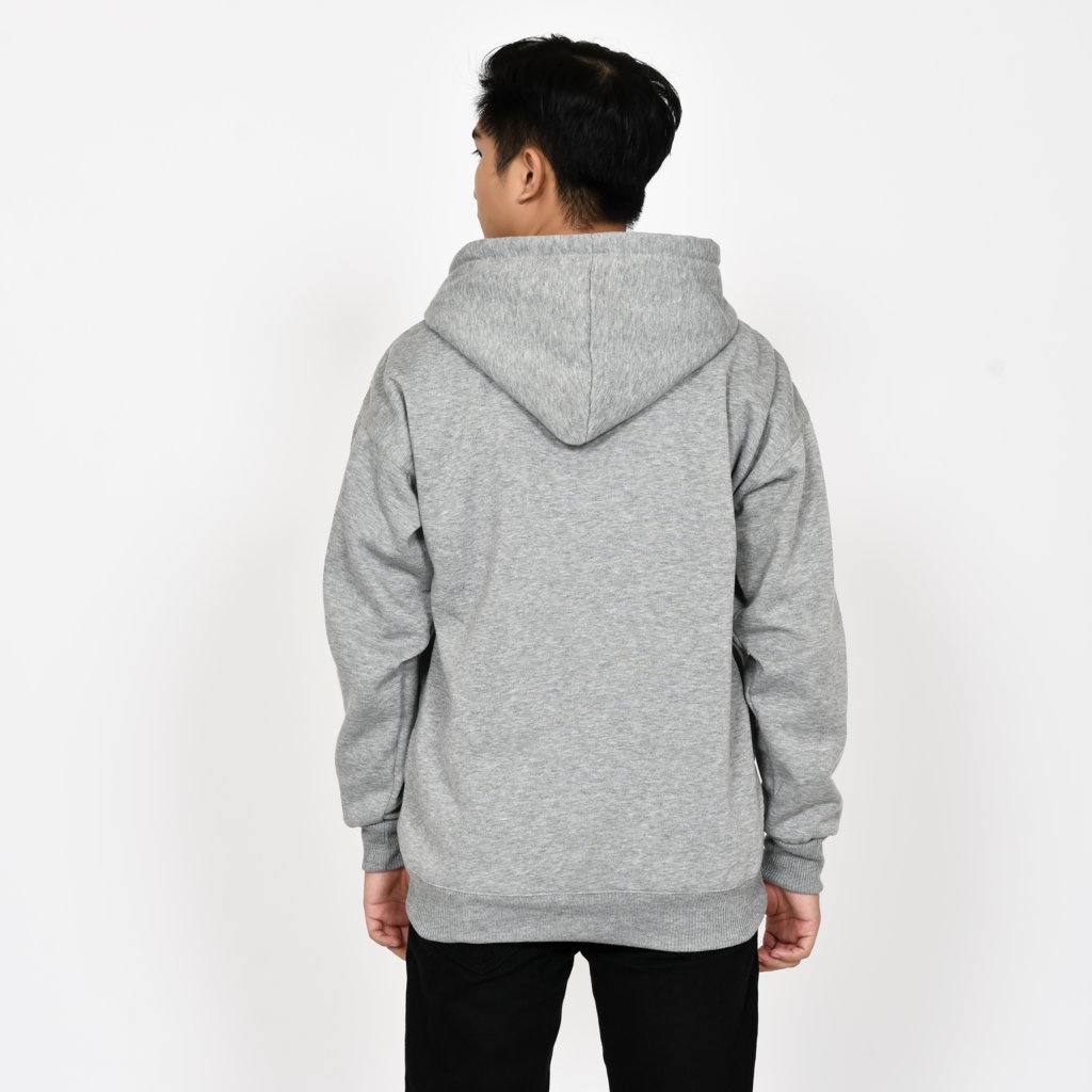 Hoodie - Sweater Pria Distro Aesthetic Flecee Tebal Hitam Kancing