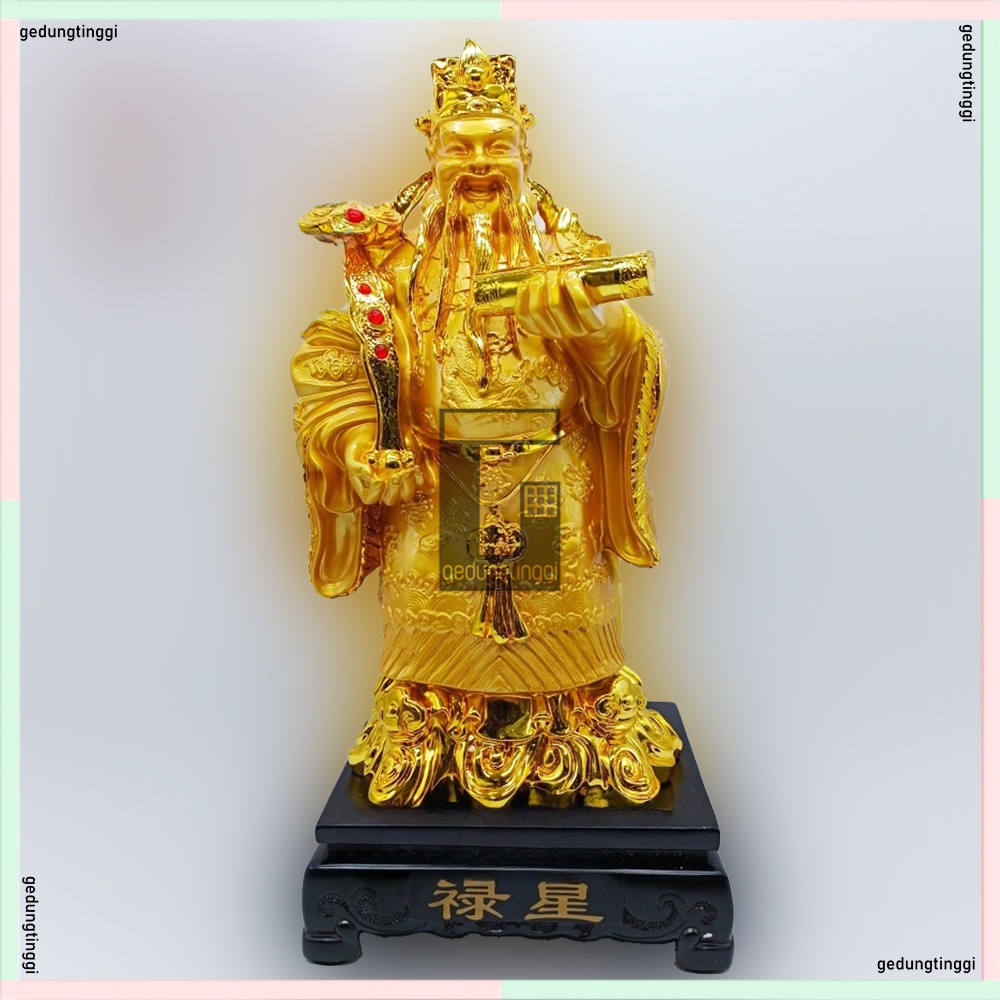 Pajangan Patung Dekorasi Fengshui Puja Suci Dewa Dewi Fulushou Fuk Luk Sau Fu Lu Shou Sanxing Tiga 3 Bintang Hoki Lucky Keberuntungan Rejeki Uang Emas 1 Set Meja Altar Sembahyang Sembayang Budha Buddha 1 Satu Set Ukuran Besar