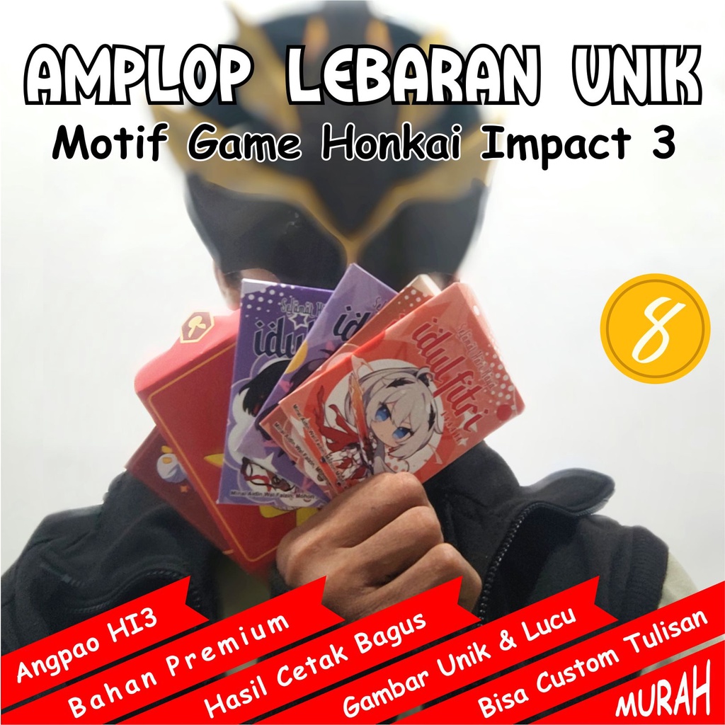 

Angpao Honkai Impact / Amplop Lebaran UNIK Motif Game Anime HI3 Hoyo