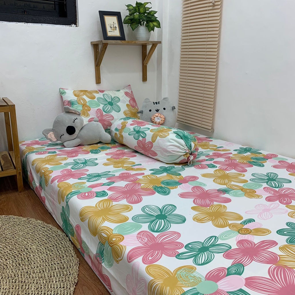 Bisa COD Sprei/Seprei Ukuran 120X200 tinggi 20 cm Sudah termasuk Sarung Bantal Dan Guling/Sprei Viral Aesthetic/Sprei Sudut Karet Embos Polos