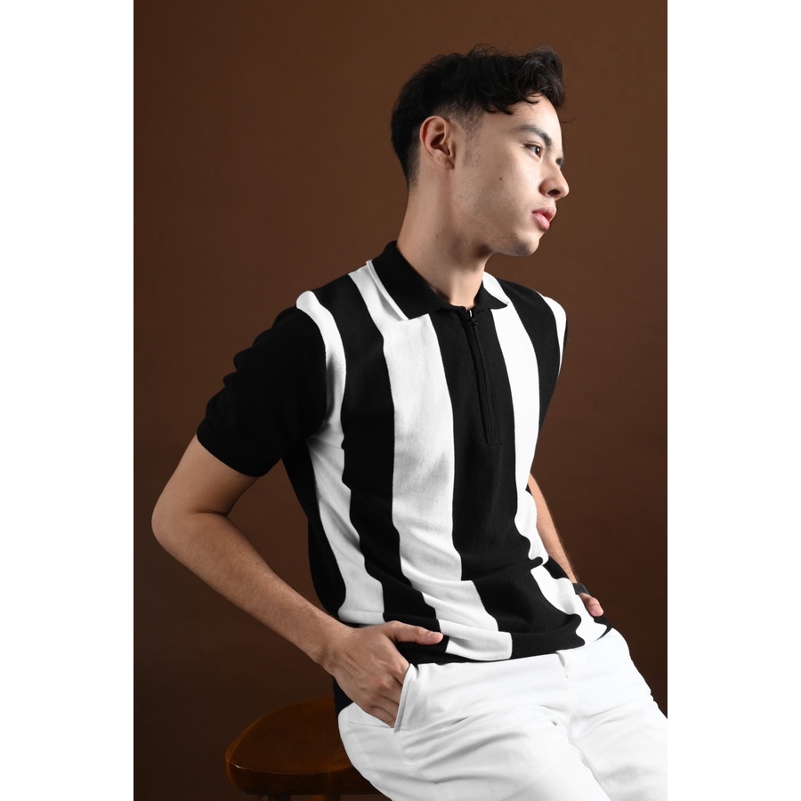 KAOS POLO PREPP STUDIO ZIPPY BLACK WHITE, MARON NAVY