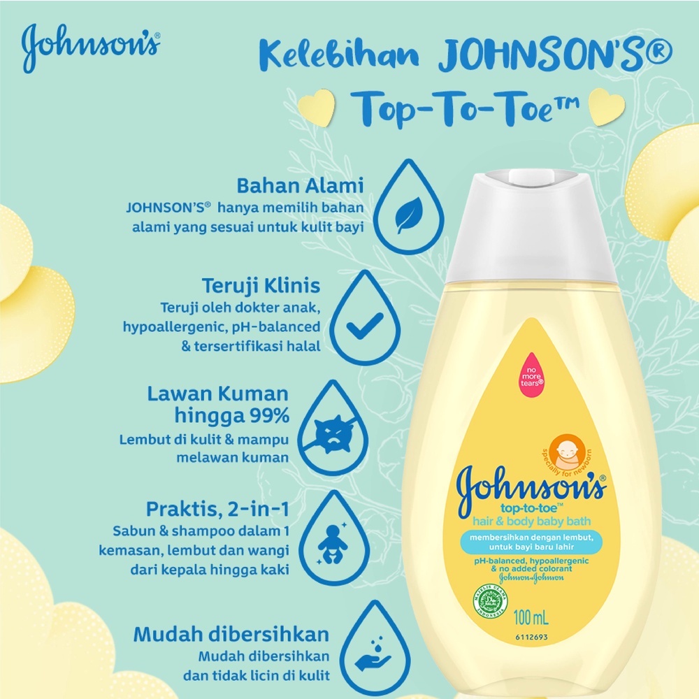 JOHNSON'S Baby Hair Body Wash | Bath | Sabun Mandi Bayi Kepala Badan Tubuh (✔BPOM)