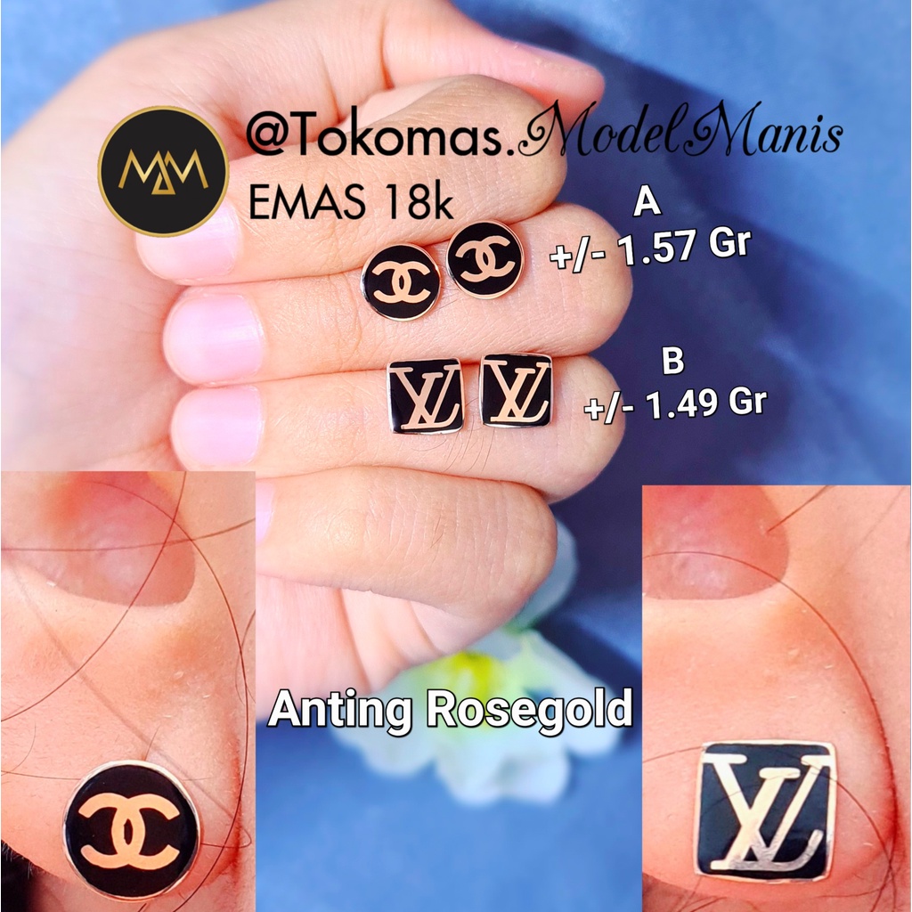 Anting tusuk fashion italy IT emas rosegold 750 kadar 18k