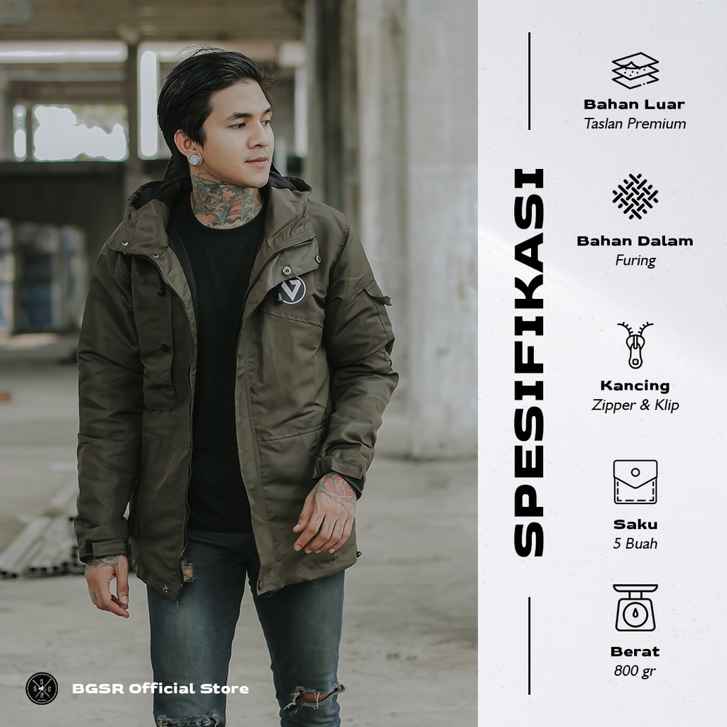 Jaket Hoodie Parasut Bomber Pria Sleting Kantong Dalam Jacket Volkert